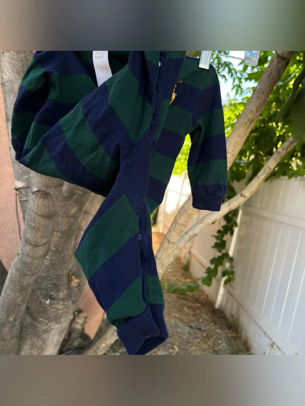Polo Ralph Lauren Baby Rugby Stripe Hooded Romper 6M .
